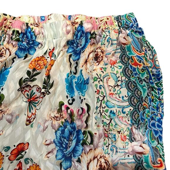 Shana Viscose Silk Pants Size Large Floral Baggy Relaxed Colorful Bohemian - Picture 4 of 8